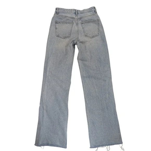 ZARA Wide Leg Jeans Womens 6 100% Cotton Distressed Denim 90's Grunge y2k Preppy - Picture 3 of 12